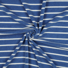 Sweat Frotteestoff Streifen, cremewei mittelblau