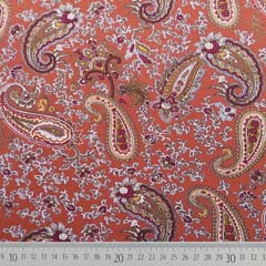 Viskose Jerseystoff Paisleymuster, weinrot aprikot wei terracotta braun