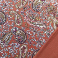 Viskose Jerseystoff Paisleymuster, weinrot aprikot wei terracotta braun