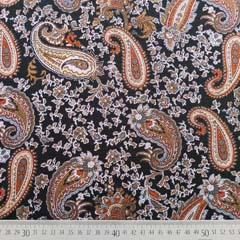 Viskose Jerseystoff Paisleymuster, hellbeige wei dunkelgrau rotbraun schwarz