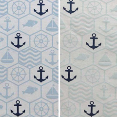 Jerseystoff Magic Anker maritime Motive Waben UV-Licht Farbeffekte, dunkelblau wei