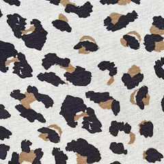Viskose Leinen Stoff Webware Leopardenmuster, schwarz cremeweiss