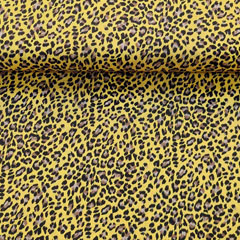 Viskose Crepe Stoff Blusenstoff Leopardenmuster, schwarz braun gelb