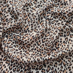 Viskose Stoff Blusenstoff Leopardenmuster, schwarz braun beige