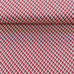 Viskosestoff Blusenstoff Gitternetz klein gemustert, rot schwarz weiss