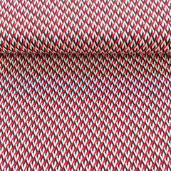 Viskosestoff Blusenstoff Gitternetz klein gemustert, rot schwarz weiss
