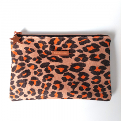 RESTSTCK 25 cm Codura Outdoor Taschenstoff wasserdicht beschichtet, Leopardenmuster, orange dunkelbraun beige