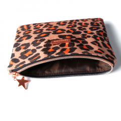 RESTSTCK 25 cm Codura Outdoor Taschenstoff wasserdicht beschichtet, Leopardenmuster, orange dunkelbraun beige