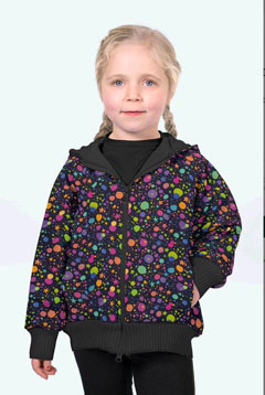 Softshell Stoff Jackenstoff Farbkleckse Sterne, bunt schwarz