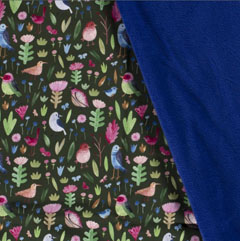 Softshell Stoff Jackenstoff Vgel Blumen, pink grn dunkelgrn