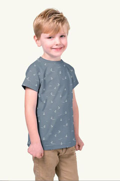 Jerseystoff Anker Wellen, wei rauchblau