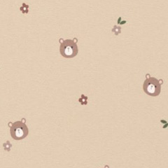 Jerseystoff Bren Gesichter Blumen, braun beige