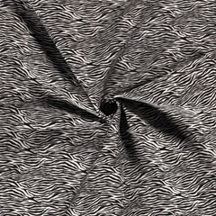 RESTSTCK 34 cm Stretchstoff Bengalin Zebramuster Animal Print, cremewei schwarz