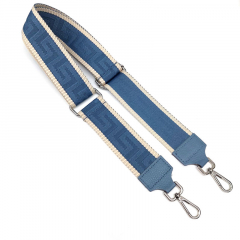 Taschengurt grafisches Muster -ecrue jeansblau, jeansblau Leder, silber Schnallen