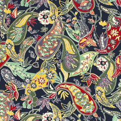 Viskose Stoff Paisley Blusenstoff, bunt dunkelblau