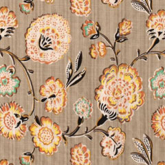 Baumwolle Viskose Stoff Webware Blumen, aprikot schwarz beige