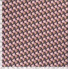 EINZELSTCK 90 cm Baumwollstoff mit Stretch grafisches Muster Kreise, rosa beige dunkelblau