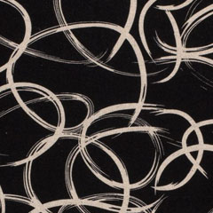 RESTSTÜCK 92 cm Viskose Leinen Stoff Kringel, natur schwarz