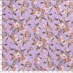 Viskosejersey  Stoff Blumen Zweige, flieder
