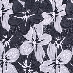 Viskosejersey Stoff Blumen, wei dunkelblau