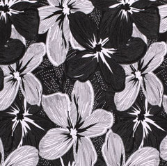 Viskosejersey Stoff Blumen, wei schwarz