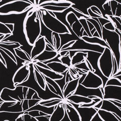Viskosejersey Stoff Blumen Kontur, weiß schwarz