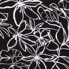 Viskosejersey Stoff Blumen Kontur, wei schwarz