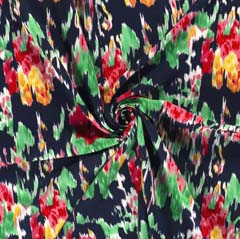 Viskosestoff mit Stretch Ethnomuster Blusenstoff, rot grn dunkelblau