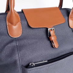 Shopper Damen Handtasche Canvas Look  - cognac braun dunkelblau