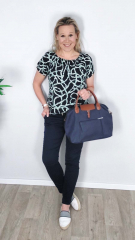 Shopper Damen Handtasche Canvas Look  - cognac braun dunkelblau