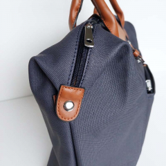 Shopper Damen Handtasche Canvas Look  - cognac braun dunkelblau