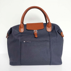 Shopper Damen Handtasche Canvas Look  - cognac braun dunkelblau