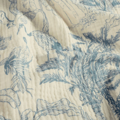 Musselin Stoff Dschungel Tiger Double Gauze, jeansblau natur