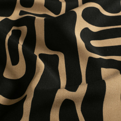 Viskosestoff Popelin grafisches Muster Blusenstoff, camel schwarz