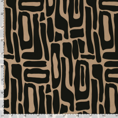 Viskosestoff Popelin grafisches Muster Blusenstoff, camel schwarz