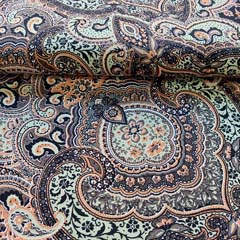 Viskose Twillstoff Paisleymuster Blusenstoff, camel schilfgrn braun schwarz