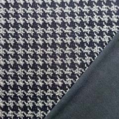 Jerseystoff Hahnentritt, ecrue (hellbeige) schwarz