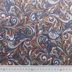 Jerseystoff Paisleymuster, rauchblau terracotta camel hellgrau