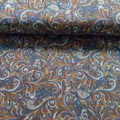 Jerseystoff Paisleymuster, rauchblau terracotta camel hellgrau