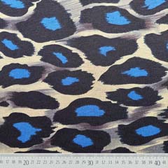 Jerseystoff Leopardenmuster, kobaltblau schwarz hellbeige
