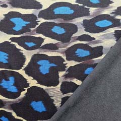 Jerseystoff Leopardenmuster, kobaltblau schwarz hellbeige