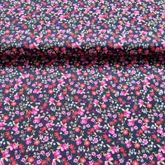 Viskosestoff Popelin Streublümchen, pink rosa rot dunkelblau