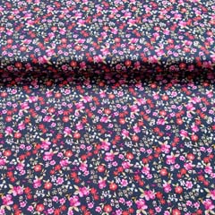 Viskosestoff Popelin Streublmchen, pink rosa rot dunkelblau