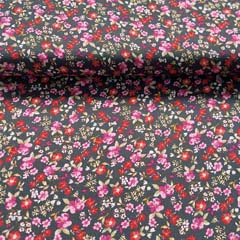 Viskosestoff Popelin Streublmchen, pink rosa rot dunkelgrau