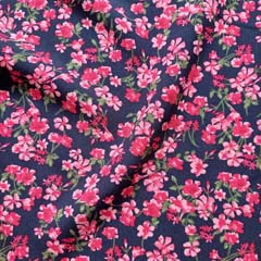 RESTSTCK 46 cm Viskosestoff Popelin Blumen Blmchen,rot grn dunkelblau