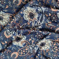 Viskosejersey Stoff Blumen Paisley, rotbraun creme hellbeige dunkelblau