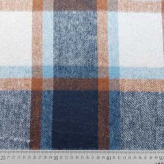 RESTST�CK 88 cm Mantelstoff Mantelflausch Karomuster kariert, braun dunkelblau wei�