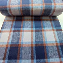 RESTST�CK 88 cm Mantelstoff Mantelflausch Karomuster kariert, braun dunkelblau wei�