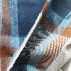 RESTST�CK 88 cm Mantelstoff Mantelflausch Karomuster kariert, braun dunkelblau wei�