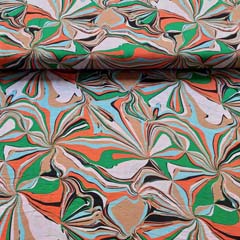 Viskose Twillstoff Blumen abstraktes Muster, beige grn orange